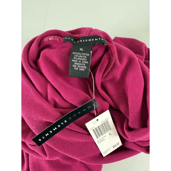 Grace Elements Women's Cowl Neck Ruffle Batwing Top Raspberry Size XL - NWT - Picture 3 of 9